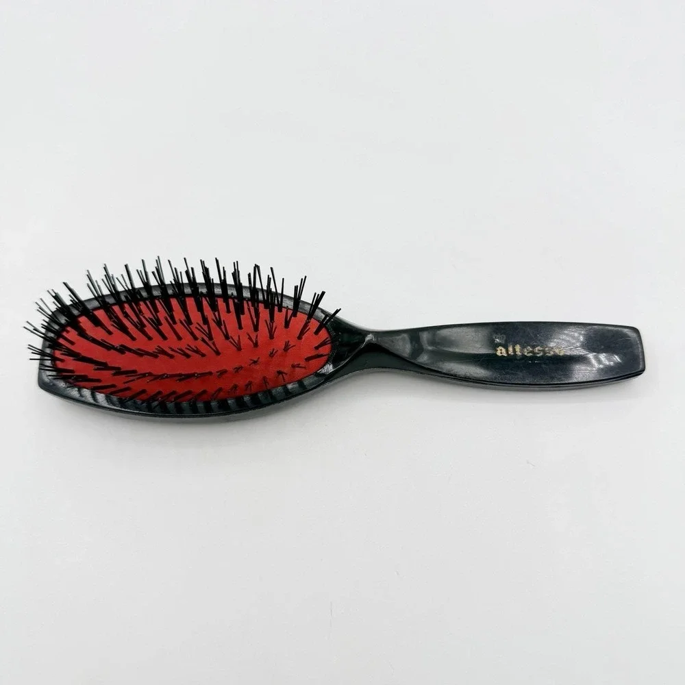 Vintage Altesse France Hair Brush Black Red Cushion Nylon Bristle 7